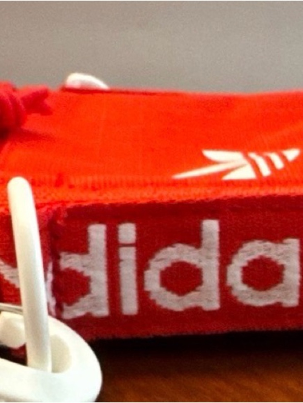 adidas Red and White Logo Zip Pull Pouch - Picture 4 of 5